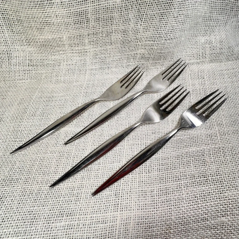 EBBTIDE‎ Jennifer Solid Stainless Forks USA Mid Century Modern Flatware Set of 4